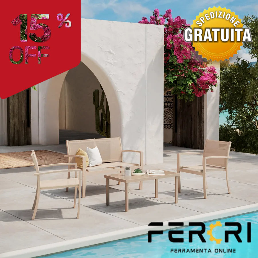 SALOTTO "SANTIAGO" PZ.4 ACCIAIO GRIGIO/MARRONE/TORTORA